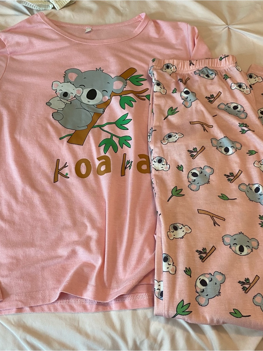 Girls 2XL Pink Koala Pajama Set
